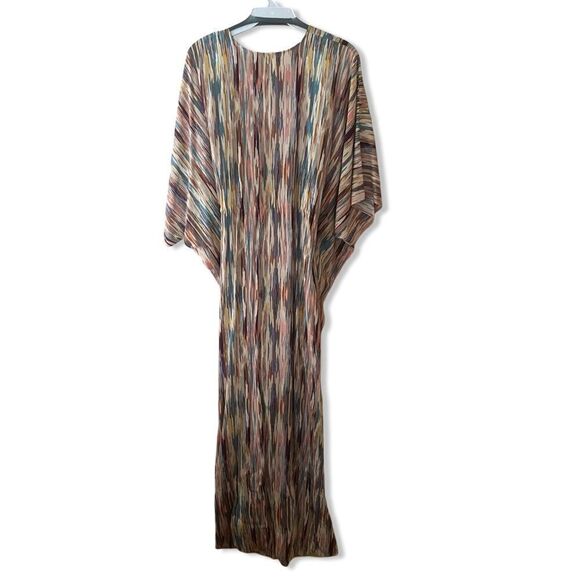 Misa Los Angeles Rena Kaftan Dress Cotton-blend abstract print gather tie maxi - Picture 6 of 13